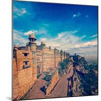 Vintage Retro Hipster Style Travel Image of India Tourist Attraction - Mughal Architecture - Gwalio-f9photos-Mounted Photographic Print