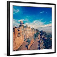 Vintage Retro Hipster Style Travel Image of India Tourist Attraction - Mughal Architecture - Gwalio-f9photos-Framed Photographic Print