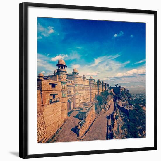 Vintage Retro Hipster Style Travel Image of India Tourist Attraction - Mughal Architecture - Gwalio-f9photos-Framed Photographic Print