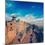 Vintage Retro Hipster Style Travel Image of India Tourist Attraction - Mughal Architecture - Gwalio-f9photos-Mounted Photographic Print