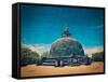 Vintage Retro Hipster Style Travel Image of Kiri Vihara - Ancient Dagoba with Grunge Texture Overla-f9photos-Framed Stretched Canvas