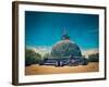 Vintage Retro Hipster Style Travel Image of Kiri Vihara - Ancient Dagoba with Grunge Texture Overla-f9photos-Framed Photographic Print