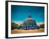 Vintage Retro Hipster Style Travel Image of Kiri Vihara - Ancient Dagoba with Grunge Texture Overla-f9photos-Framed Photographic Print