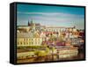 Vintage Retro Hipster Style Travel Image of Mala Strana and  Prague Castle over Vltava River. Pragu-f9photos-Framed Stretched Canvas