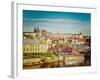 Vintage Retro Hipster Style Travel Image of Mala Strana and  Prague Castle over Vltava River. Pragu-f9photos-Framed Photographic Print