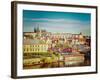 Vintage Retro Hipster Style Travel Image of Mala Strana and  Prague Castle over Vltava River. Pragu-f9photos-Framed Photographic Print