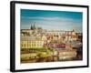 Vintage Retro Hipster Style Travel Image of Mala Strana and  Prague Castle over Vltava River. Pragu-f9photos-Framed Photographic Print