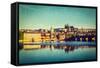 Vintage Retro Hipster Style Travel Image of Mala Strana and  Prague Castle over Vltava River with G-f9photos-Framed Stretched Canvas