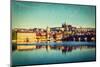 Vintage Retro Hipster Style Travel Image of Mala Strana and  Prague Castle over Vltava River with G-f9photos-Mounted Photographic Print