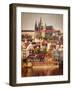 Vintage Retro Hipster Style Travel Image of Mala Strana and  Prague Castle over Vltava River with G-f9photos-Framed Photographic Print