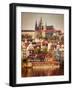 Vintage Retro Hipster Style Travel Image of Mala Strana and  Prague Castle over Vltava River with G-f9photos-Framed Photographic Print