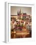 Vintage Retro Hipster Style Travel Image of Mala Strana and  Prague Castle over Vltava River with G-f9photos-Framed Photographic Print