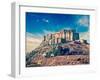 Vintage Retro Hipster Style Travel Image of Mehrangarh Fort, Jodhpur, Rajasthan, India with Grunge-f9photos-Framed Photographic Print