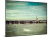 Vintage Retro Hipster Style Travel Image of  Pier in Ocean with Grunge Texture Overlaid-f9photos-Mounted Photographic Print