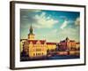 Vintage Retro Hipster Style Travel Image of Prague Stare Mesto Embankment View from Charles Bridge-f9photos-Framed Photographic Print