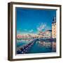 Vintage Retro Hipster Style Travel Image of Prague Stare Mesto Embankment View from Charles Bridge-f9photos-Framed Photographic Print