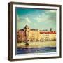 Vintage Retro Hipster Style Travel Image of Prague Stare Mesto Embankment View from Charles Bridge-f9photos-Framed Photographic Print