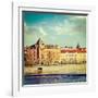 Vintage Retro Hipster Style Travel Image of Prague Stare Mesto Embankment View from Charles Bridge-f9photos-Framed Photographic Print