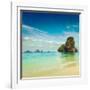 Vintage Retro Hipster Style Travel Image of Pranang Beach. Krabi, Thailand-f9photos-Framed Photographic Print