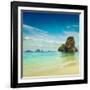 Vintage Retro Hipster Style Travel Image of Pranang Beach. Krabi, Thailand-f9photos-Framed Photographic Print