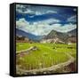 Vintage Retro Hipster Style Travel Image of Rice Field Terraces (Rice Paddy). near Cat Cat Village,-f9photos-Framed Stretched Canvas