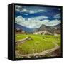 Vintage Retro Hipster Style Travel Image of Rice Field Terraces (Rice Paddy). near Cat Cat Village,-f9photos-Framed Stretched Canvas