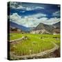 Vintage Retro Hipster Style Travel Image of Rice Field Terraces (Rice Paddy). near Cat Cat Village,-f9photos-Stretched Canvas