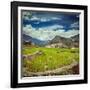 Vintage Retro Hipster Style Travel Image of Rice Field Terraces (Rice Paddy). near Cat Cat Village,-f9photos-Framed Photographic Print