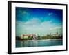 Vintage Retro Hipster Style Travel Image of  Riga over Daugava River: Riga Castle, St. James's Cath-f9photos-Framed Photographic Print