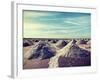 Vintage Retro Hipster Style Travel Image of Salt Mine at Sambhar Lake, Sambhar, Rajasthan, India-f9photos-Framed Photographic Print