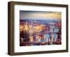 Vintage Retro Hipster Style Travel Image of Travel Prague Concept Background - Elevated View of Bri-f9photos-Framed Photographic Print
