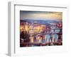 Vintage Retro Hipster Style Travel Image of Travel Prague Concept Background - Elevated View of Bri-f9photos-Framed Photographic Print