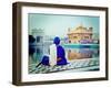 Vintage Retro Hipster Style Travel Image of Unidentifiable Seekh Nihang Warrior Meditating at Sikh-f9photos-Framed Photographic Print