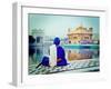 Vintage Retro Hipster Style Travel Image of Unidentifiable Seekh Nihang Warrior Meditating at Sikh-f9photos-Framed Photographic Print