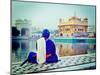 Vintage Retro Hipster Style Travel Image of Unidentifiable Seekh Nihang Warrior Meditating at Sikh-f9photos-Mounted Photographic Print