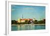 Vintage Retro Hipster Style Travel Image of  View of Riga Castle over Daugava River with Grunge Tex-f9photos-Framed Photographic Print