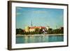 Vintage Retro Hipster Style Travel Image of  View of Riga Castle over Daugava River with Grunge Tex-f9photos-Framed Photographic Print