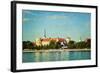 Vintage Retro Hipster Style Travel Image of  View of Riga Castle over Daugava River with Grunge Tex-f9photos-Framed Photographic Print