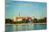 Vintage Retro Hipster Style Travel Image of  View of Riga Castle over Daugava River with Grunge Tex-f9photos-Mounted Photographic Print