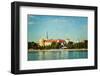 Vintage Retro Hipster Style Travel Image of  View of Riga Castle over Daugava River with Grunge Tex-f9photos-Framed Photographic Print