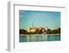 Vintage Retro Hipster Style Travel Image of  View of Riga Castle over Daugava River with Grunge Tex-f9photos-Framed Photographic Print