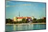 Vintage Retro Hipster Style Travel Image of  View of Riga Castle over Daugava River with Grunge Tex-f9photos-Mounted Photographic Print