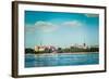 Vintage Retro Hipster Style Travel Image of  View of Riga over Daugava River: Riga Castle, St. Jame-f9photos-Framed Photographic Print