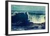 Vintage Retro Hipster Style Travel Image of Wave close up  in Ocean with Grunge Texture Overlaid. S-f9photos-Framed Photographic Print