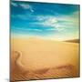 Vintage Retro Hipster Style Travel Image of White Sand Dunes on Sunrise, Mui Ne, Vietnam-f9photos-Mounted Photographic Print