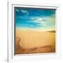 Vintage Retro Hipster Style Travel Image of White Sand Dunes on Sunrise, Mui Ne, Vietnam-f9photos-Framed Photographic Print