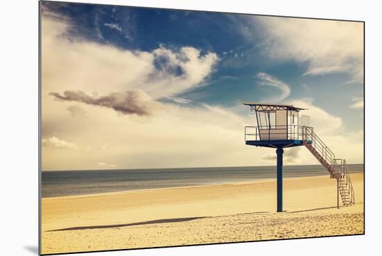 Vintage Retro Style Filtered Picture of a Lifeguard Tower on a Beach.-Maciej Bledowski-Mounted Photographic Print