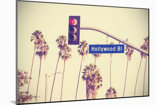 Vintage Retro Toned Hollywood Boulevard Sign, Los Angeles.-Maciej Bledowski-Mounted Art Print