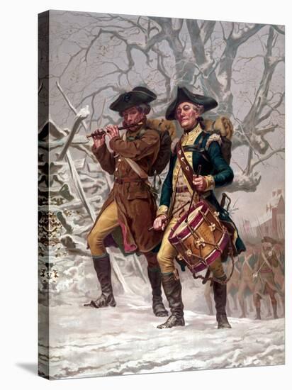 Vintage Revolutionary War Print of American Minutemen-Stocktrek Images-Stretched Canvas