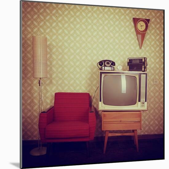 Vintage Room With Wallpaper-khorzhevska-Mounted Art Print